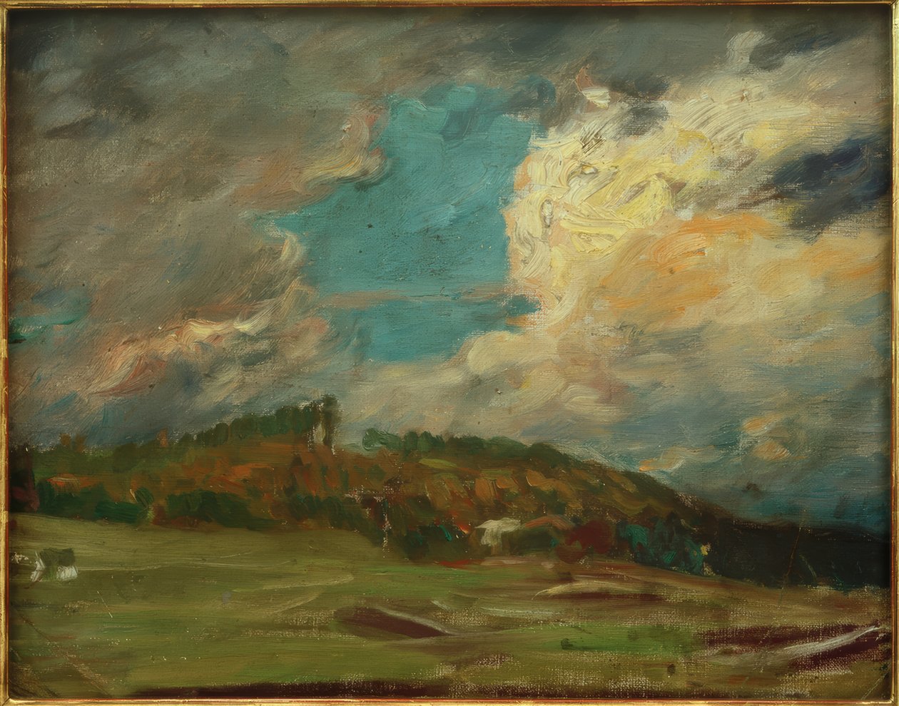 Landskapsstudie (landskap med moln) av Fritz von Uhde