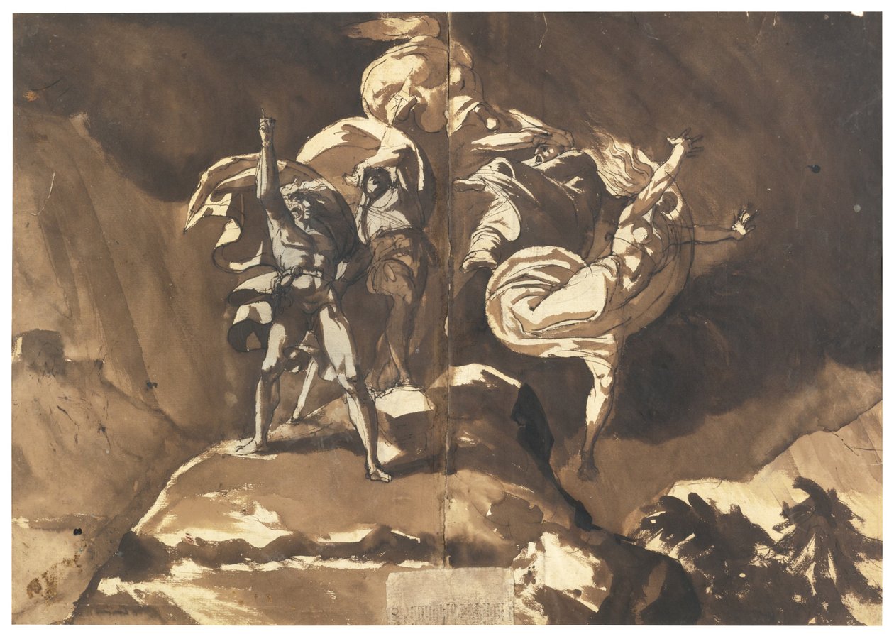 Häxorna flyter över Macbeth och Banquo av Füssli