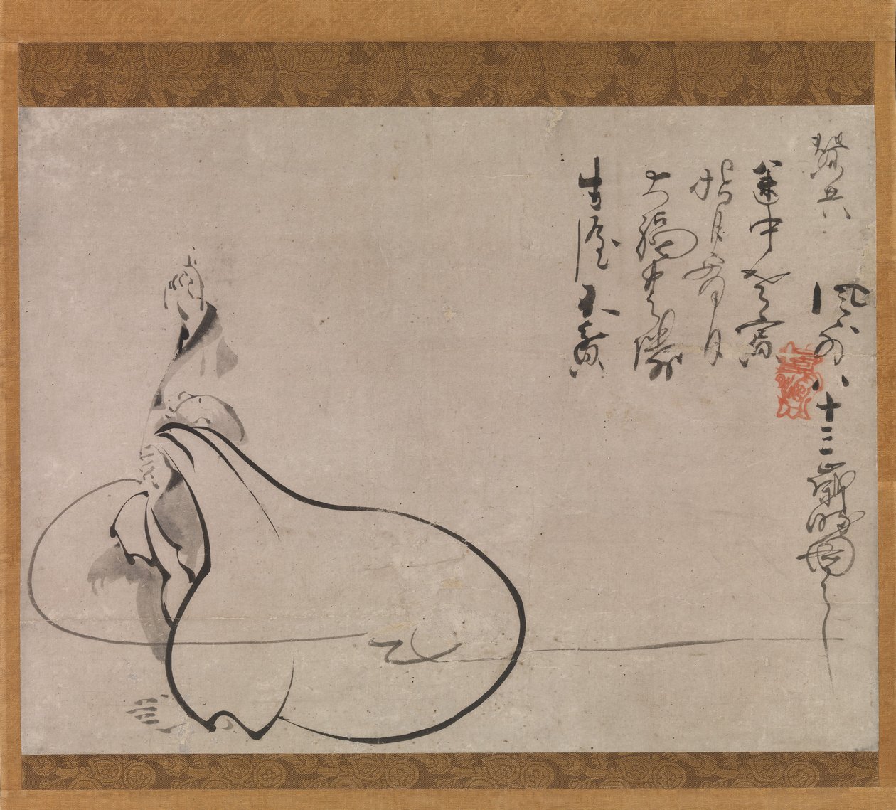 Hotei pekar på månen, 1650. av Fugai Ekun