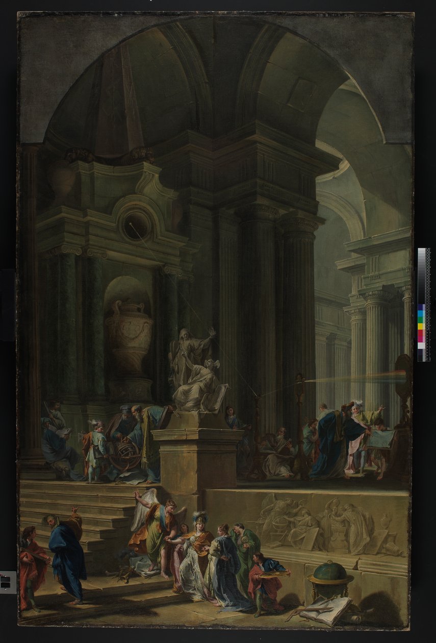 Allegoriskt monument till Sir Isaac Newton (1642-1727) c.1727-29 av G. B. and Valeriani D. and G. Pittoni