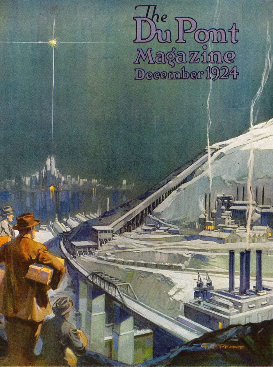 Engineering with explosives, framsidan av "DuPont Magazine", december 1924 av G. C. Pearce