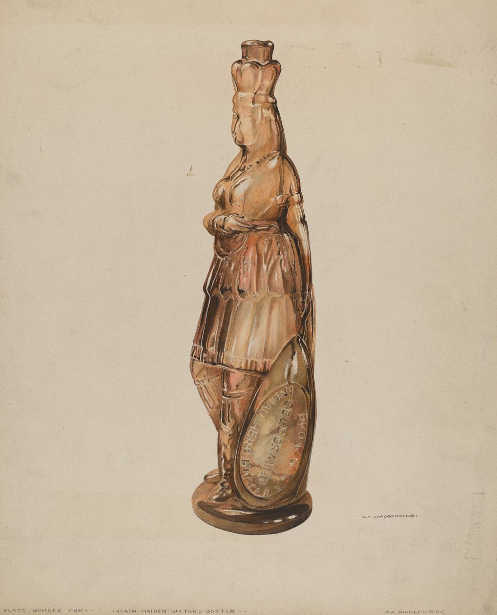 Indian Maiden Bitters flaska av G.A. Spangenberg