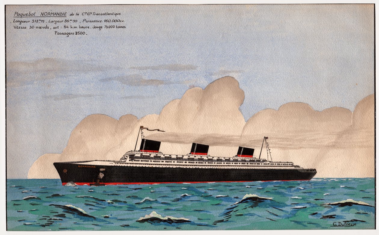 Linjefartyget Normandie. ca 1935 (gouache) av G. Dufresse