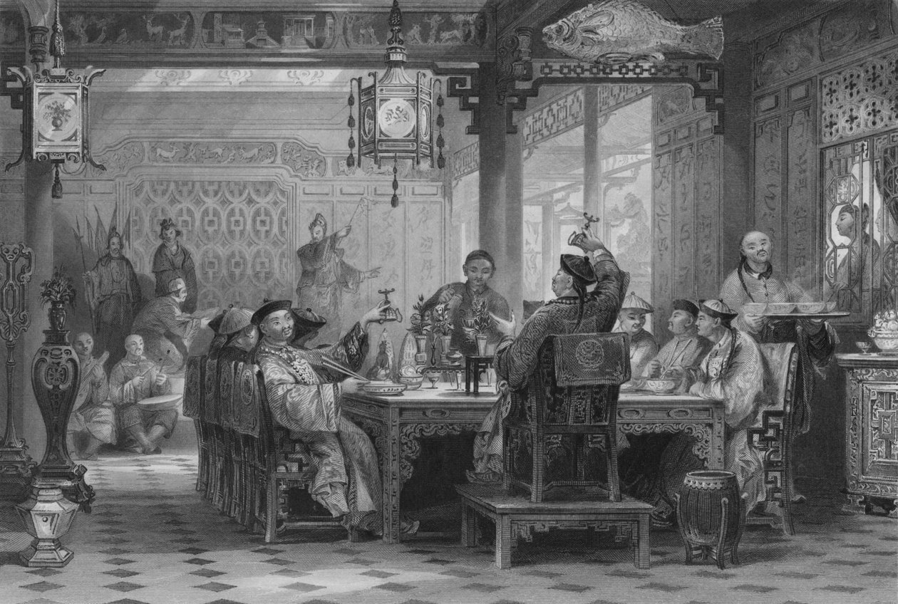 Middag i ett mandarinhus, 1843 av G. Paterson