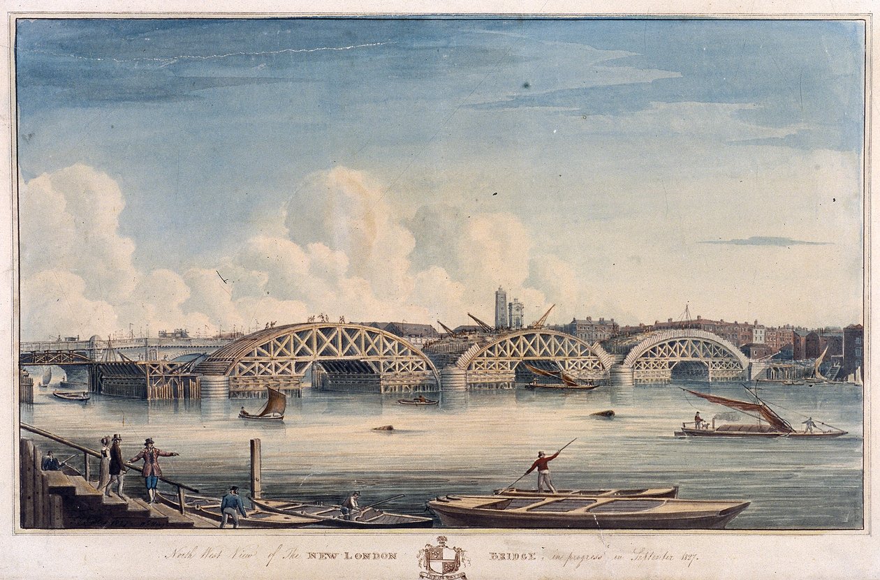 新しいロンドン橋、ロンドン、1827年スウェーデン語 av G Yates