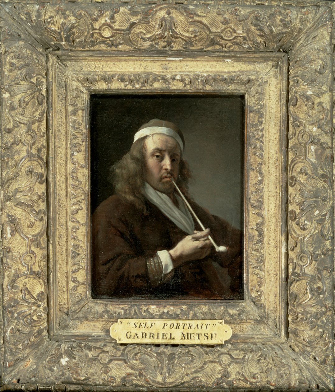 Portræt af en mand, der siges at være kunstneren (panel)svensker av Gabriel Metsu