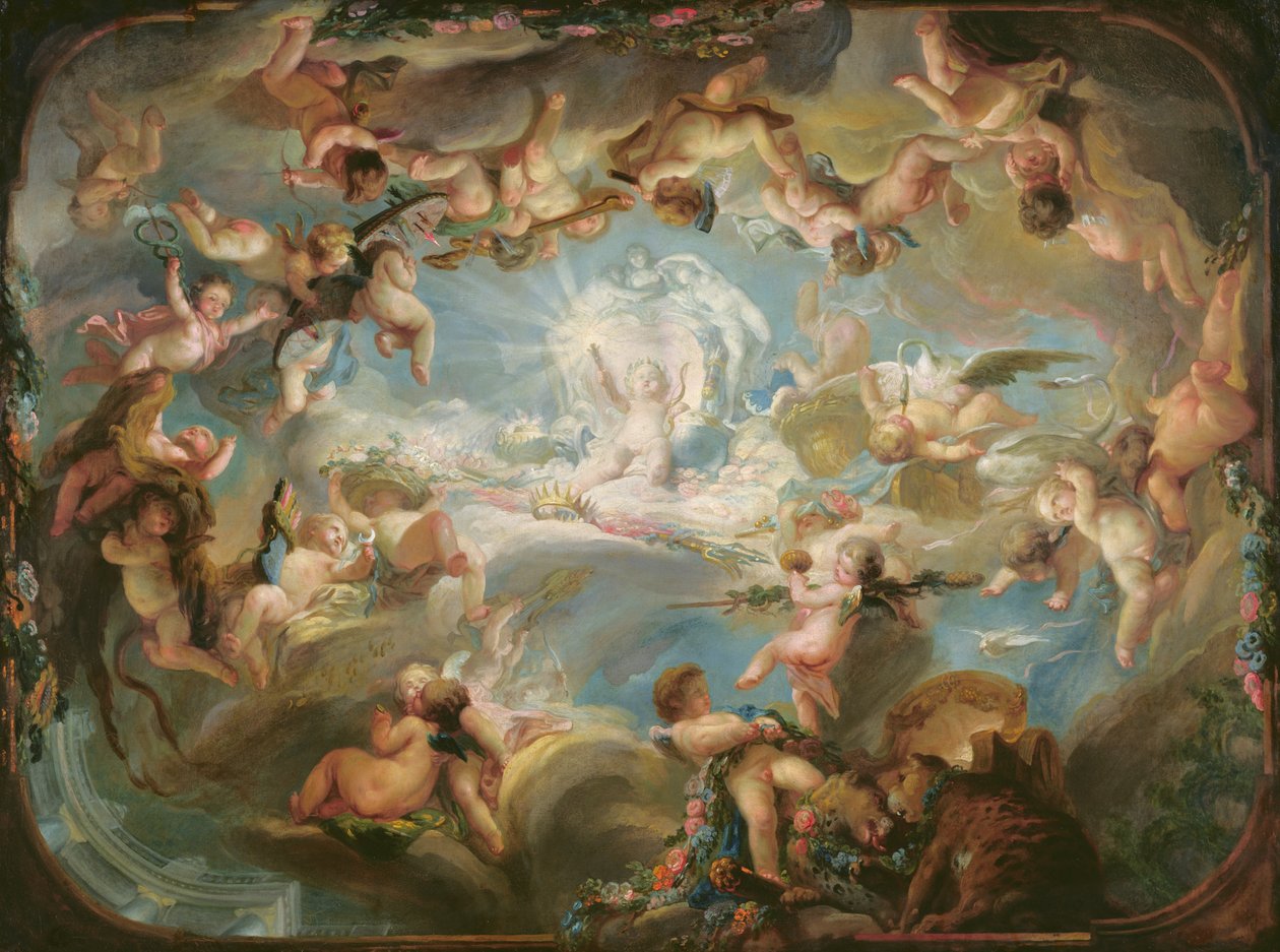 Amors triumf över alla gudar, 1752 av Gabriel de Saint Aubin