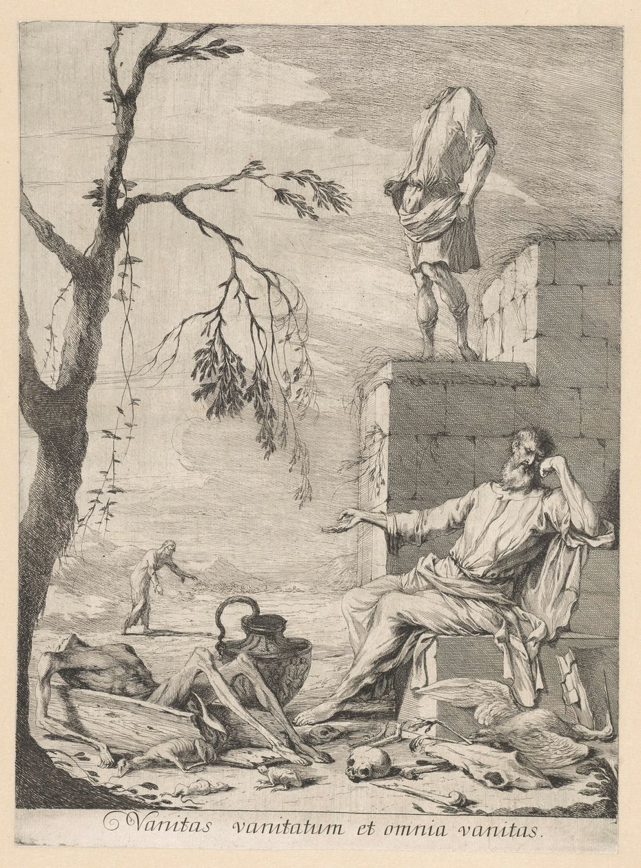 Sörjande filosof omgiven av vanitas symbolik av Gabriel Ehinger