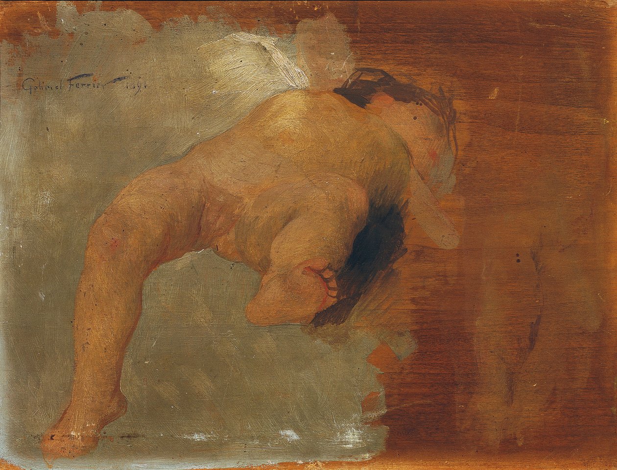 Liggande Putto av Gabriel Ferrier