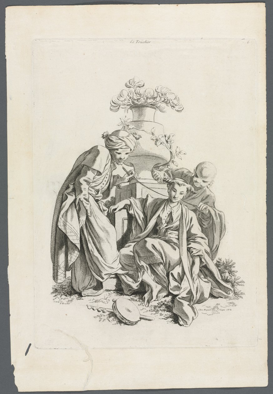 The Senses: Touch after Boucher, 1700-tal. av Gabriel Huquier