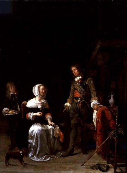 En soldat på besök hos en ung dam av Gabriel Metsu