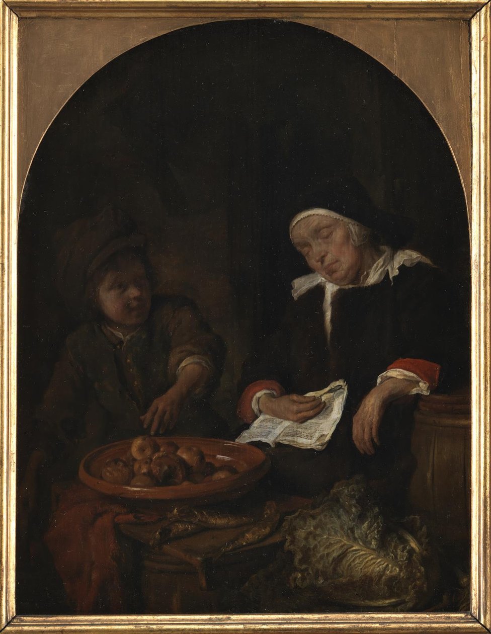 En kvinna som säljer frukt och sill av Gabriel Metsu