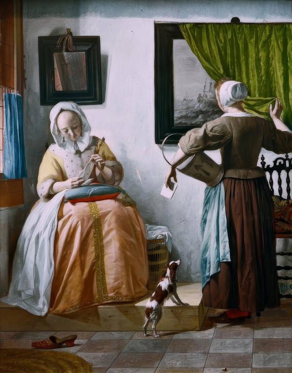 G.Metsu, dam som läser brev och hembiträde av Gabriel Metsu
