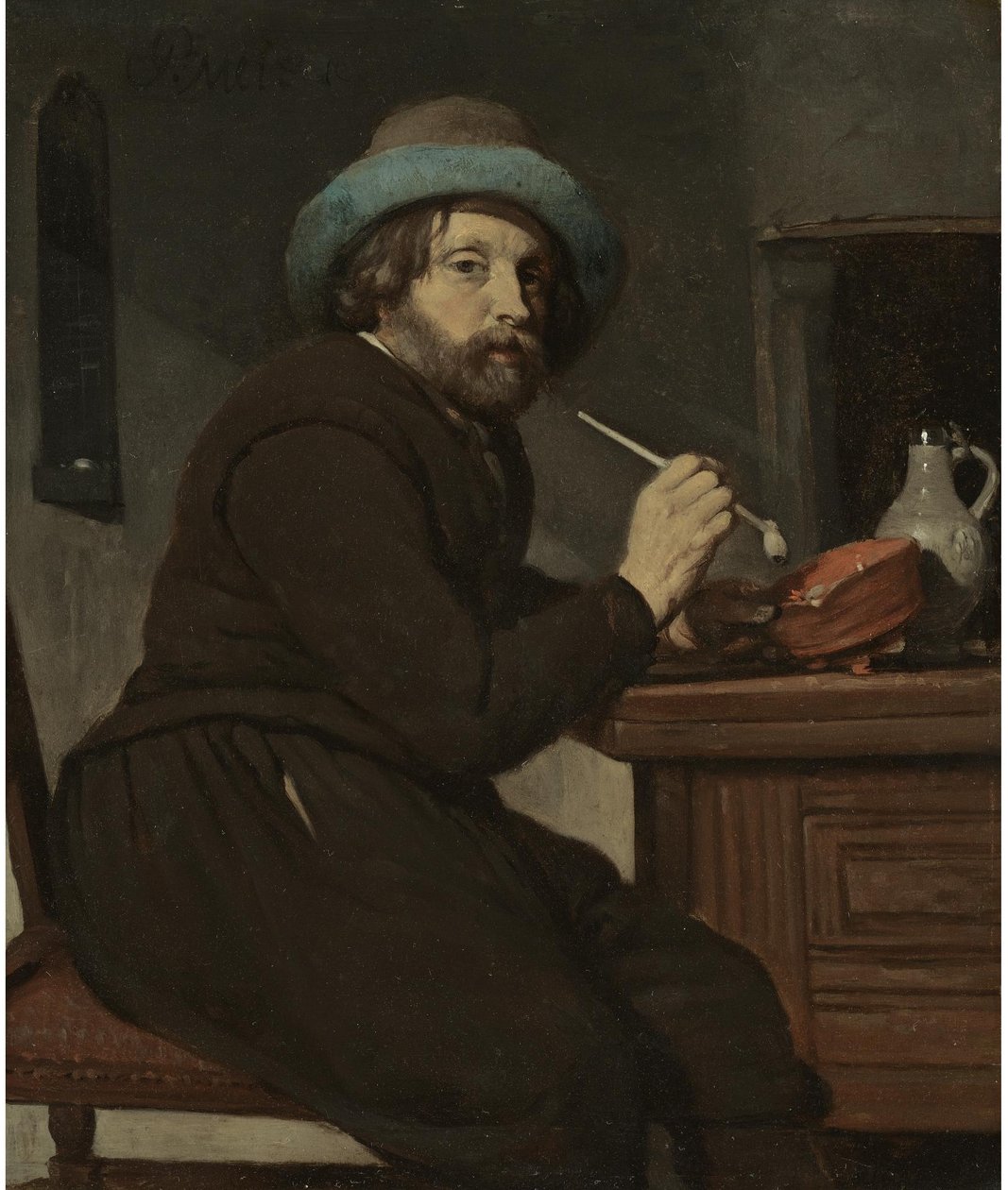 Rökare sittande vid ett bord av Gabriel Metsu