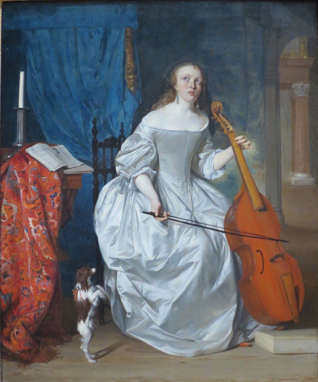 Kvinna spelar viola de gamba av Gabriel Metsu