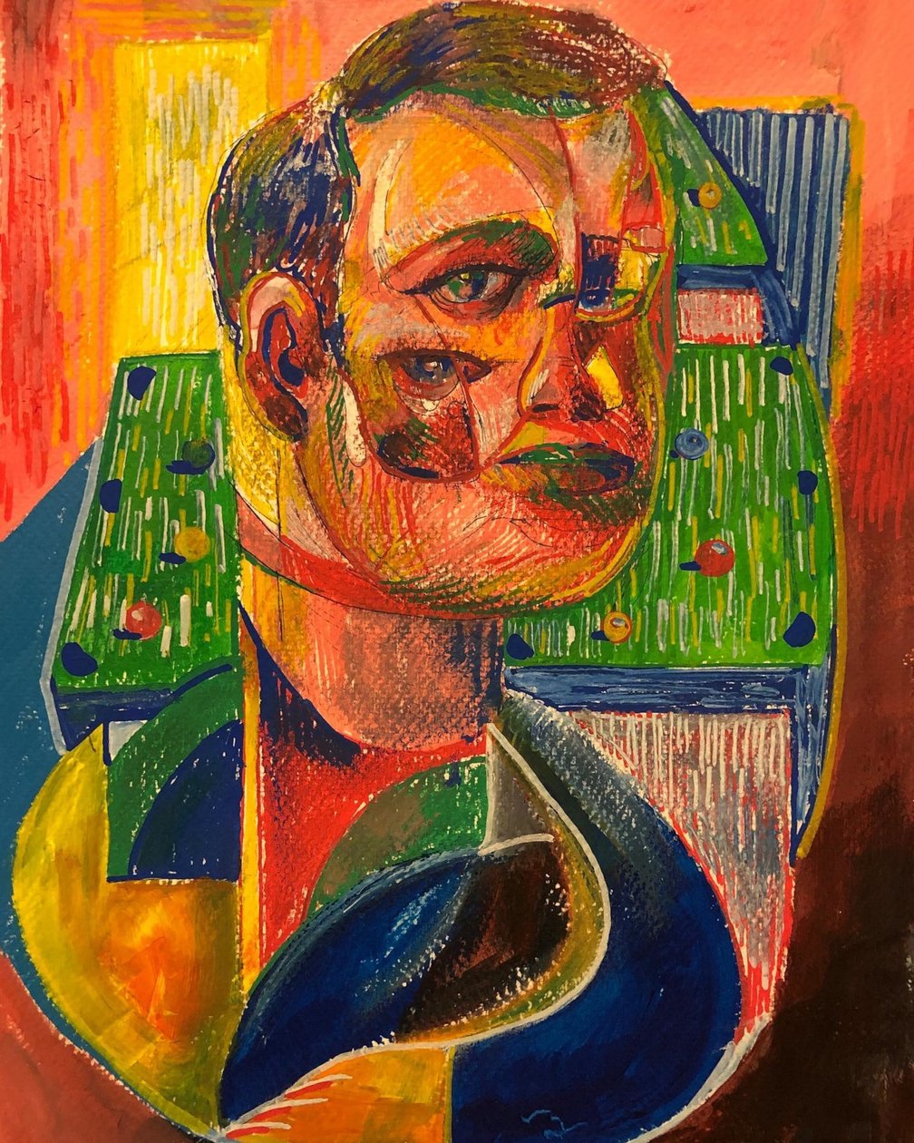 The Pool Player, 2021 (akryl på papper) av Gabriel Palma