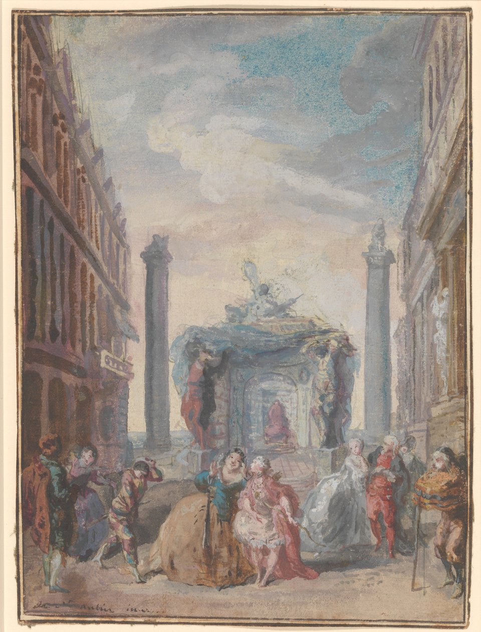 Venetianska festivaler, efter 1759. av Gabriel de Saint Aubin