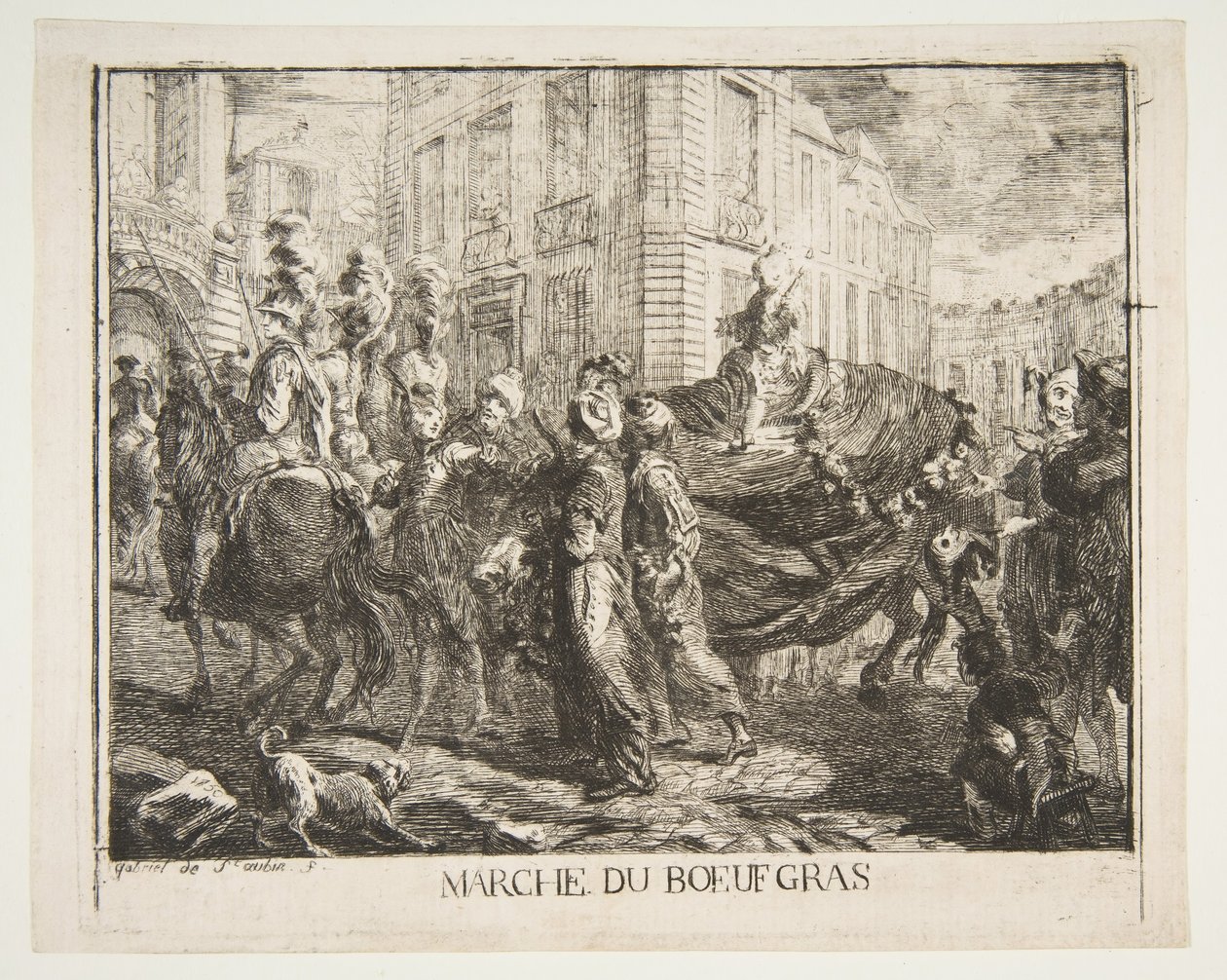 Marknaden för feta nötkött, 1750. av Gabriel de Saint Aubin