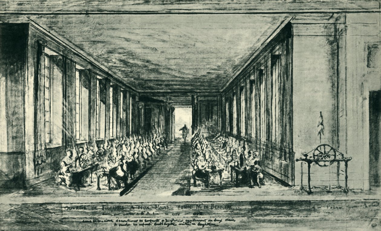 Spinnrum, c1776, 1943. av Gabriel de Saint Aubin