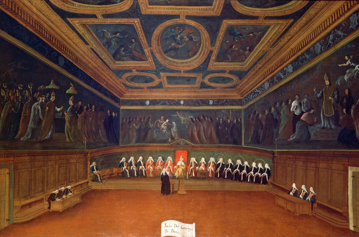 Tiorådets rum, Doges palats, Venedig av Gabriele Bella