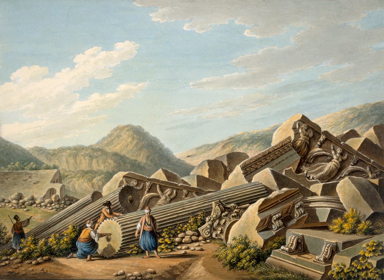 Ruinerna av ett romerskt tempel i Efesos, 1790-talet av Gaetano Mercati