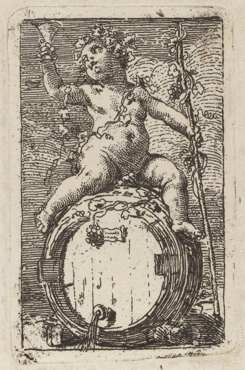 Spädbarnet Bacchus på ett vinfat av Gaetano Gandolfi