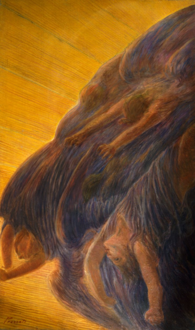 Fall of Angels, triptyk sidopanel av Gaetano Previati