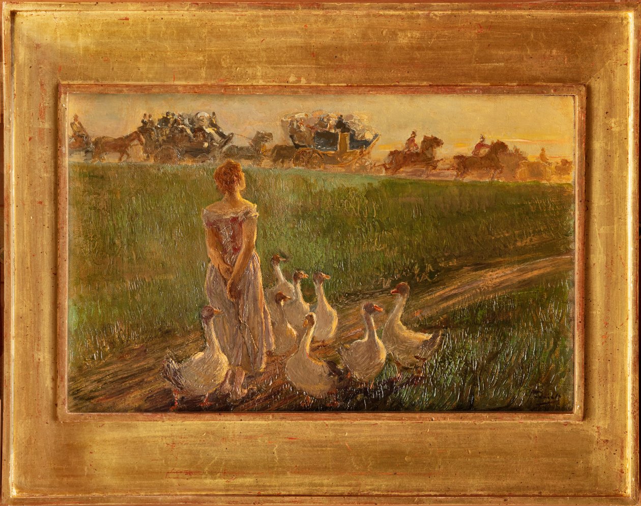 Goose Keeper (olja på duk) av Gaetano Previati