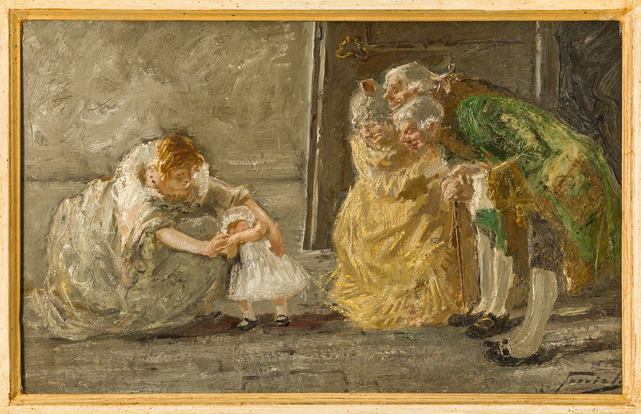 Scen (oljemålning på duk) av Gaetano Previati