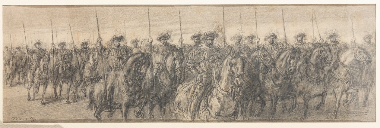 Spanska soldater (blyerts på papper) av Gaetano Previati