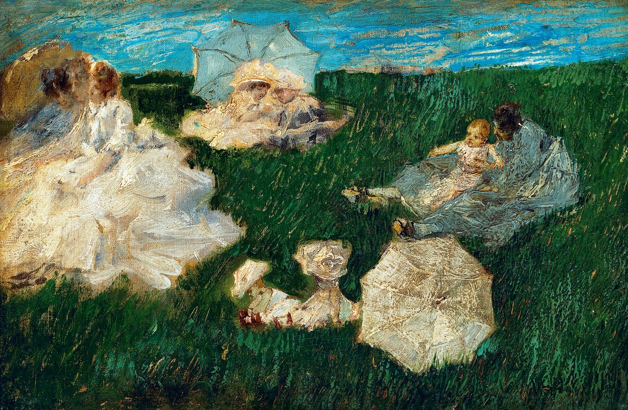 Kvinde med børn i haveswed av Gaetano Previati