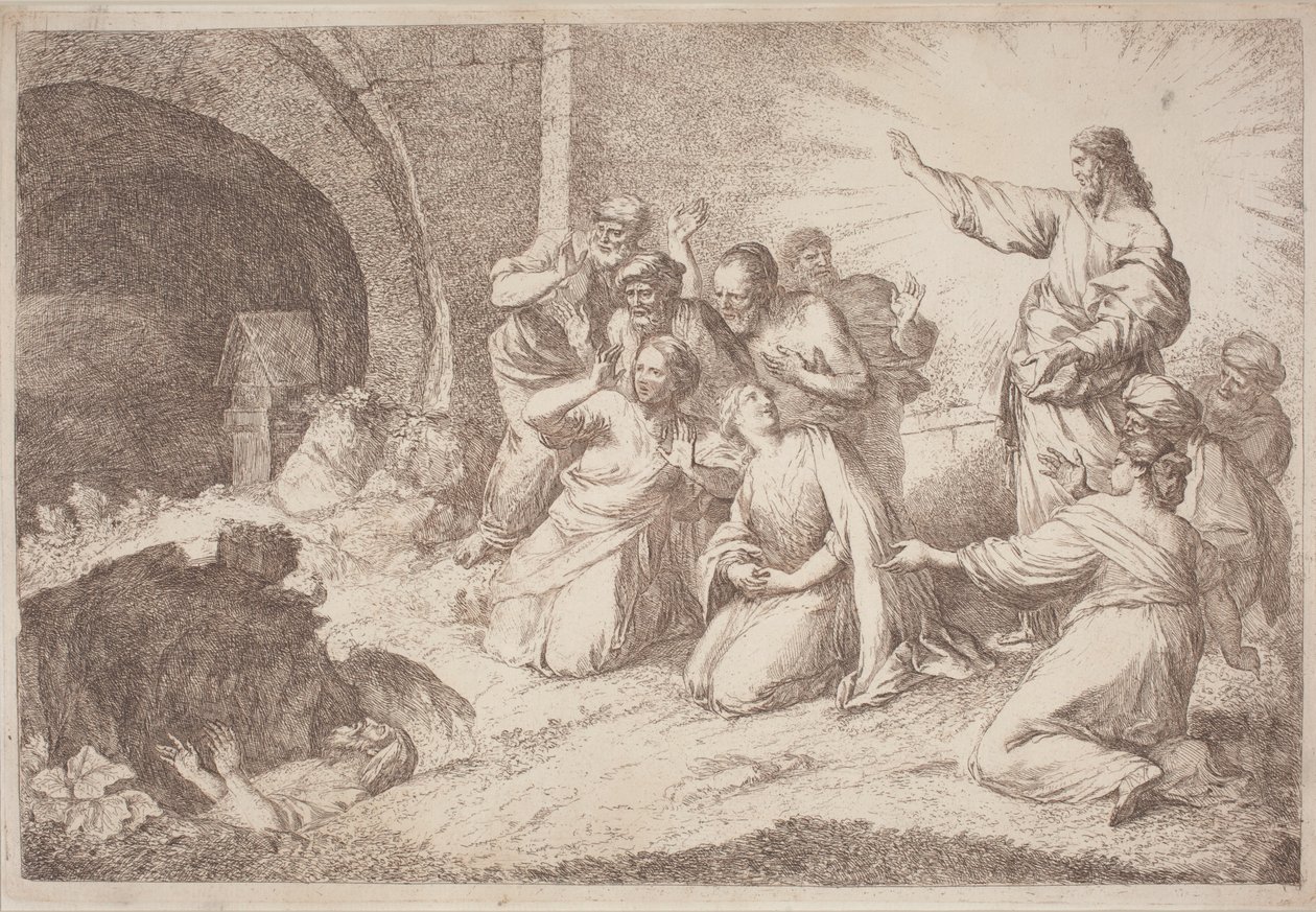 Lazarus uppståndelse av Gaetano Zompini, after Giovanni Benedetto Castiglione
