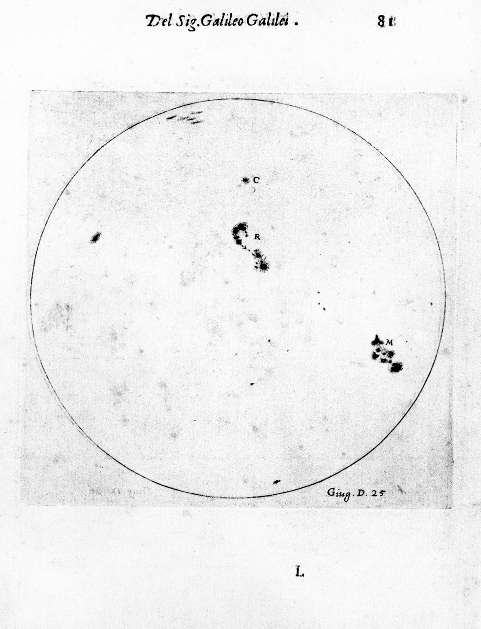 Galileos observation av solfläckar, 1613 av Galileo Galilei