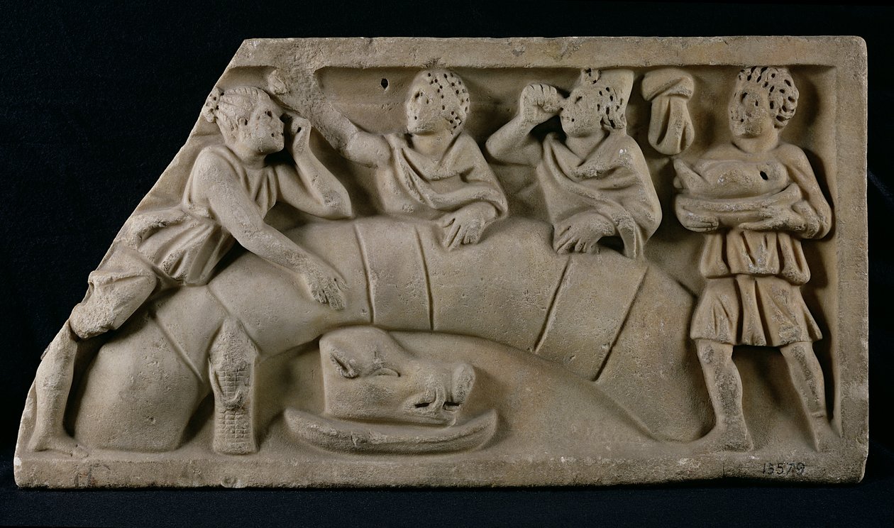 Relief föreställande en begravningsmåltid av Gallo Roman