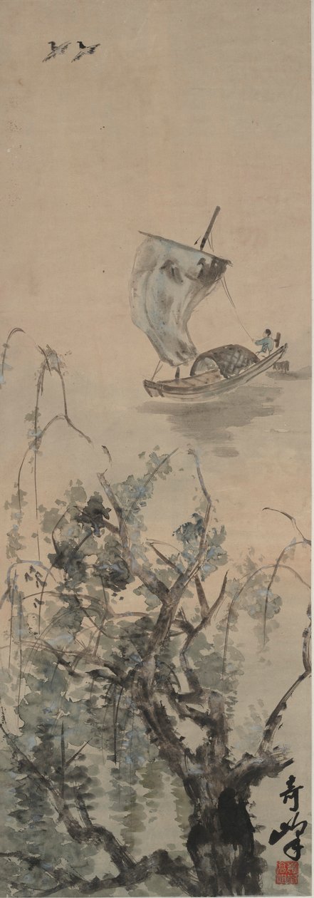 En fiskare i ett landskap av Gao Qifeng