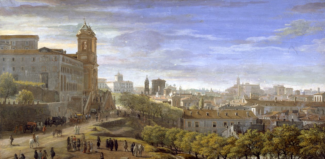 Trinità dei Monti, Rom (tempera på papper) av Gaspar van Wittel