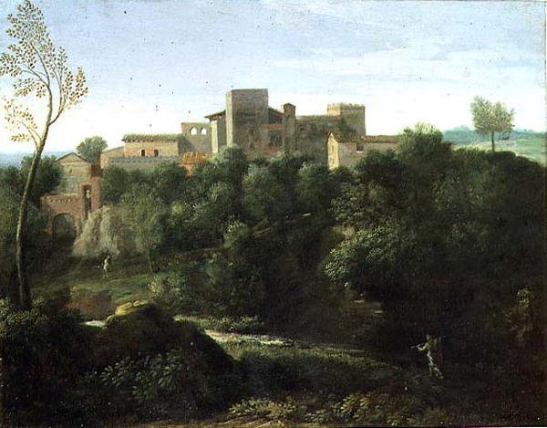 Klassiskt landskap (olja på duk) av Gaspard Poussin Dughet