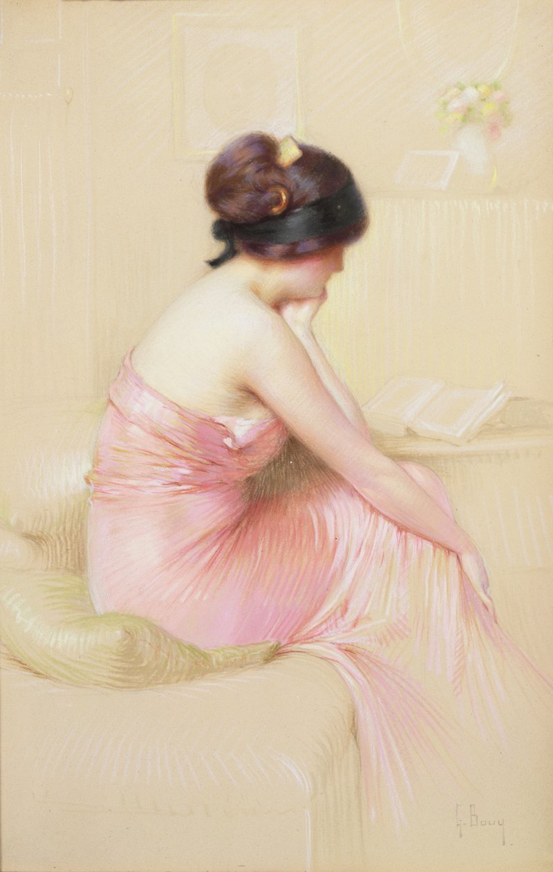 Meditation (pastell på papper) av Gaston Bouy