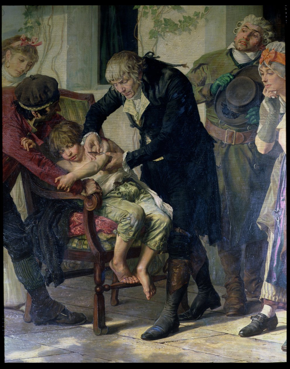 Edward Jenner (1749-1823) utförde den första vaccinationen mot smittkoppor 1796, 1879 (detaljer) av Gaston Melingue