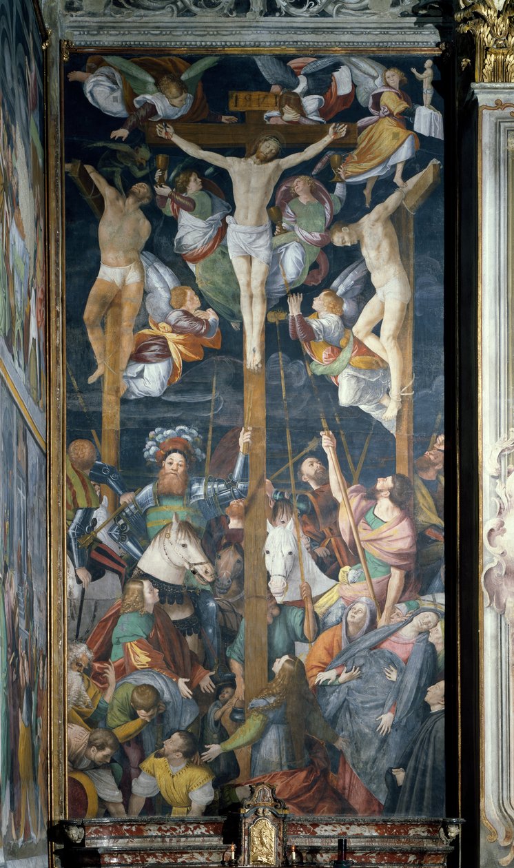 Crucifixion, fresk, av Gaudenzio Ferrari (1475-1546) av Gaudenzio Ferrari
