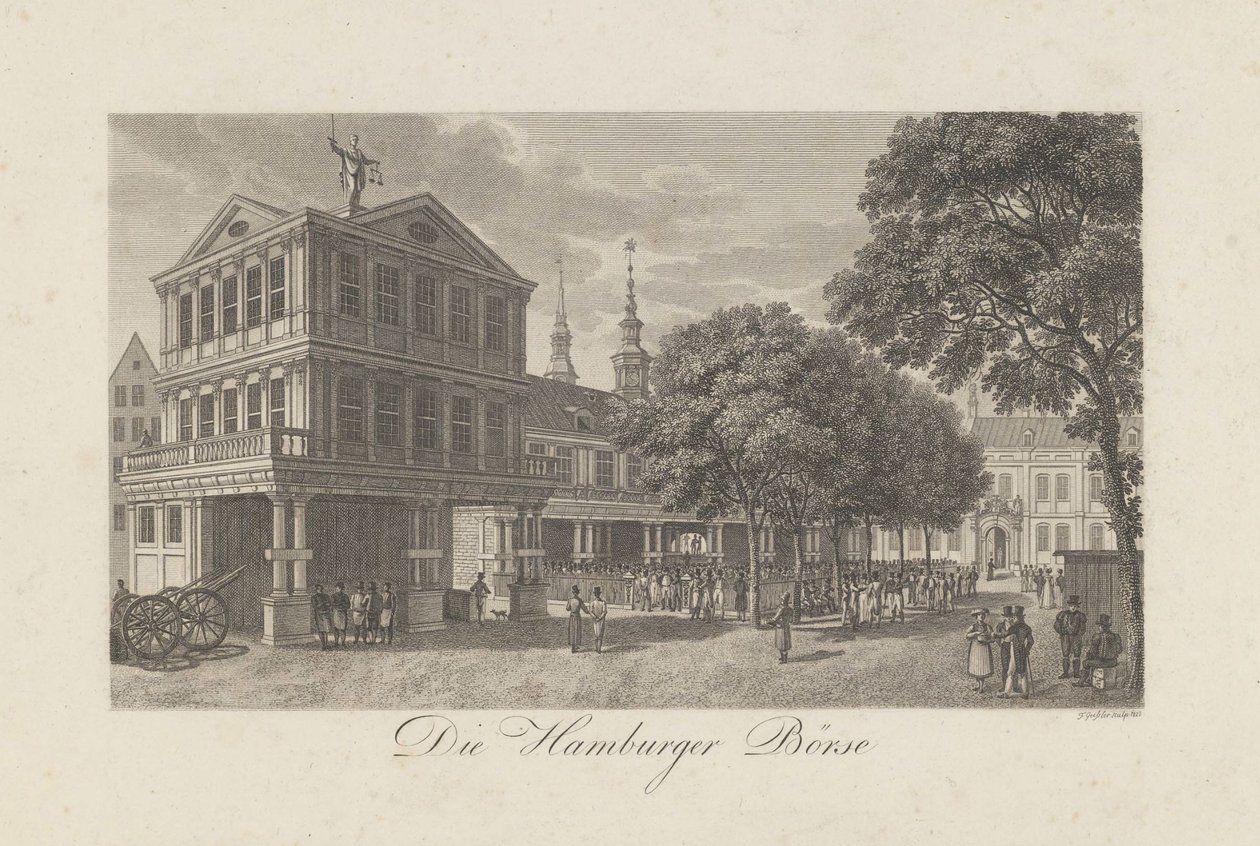 Den gamla börsen i Hamburg, 1822 av Geissler