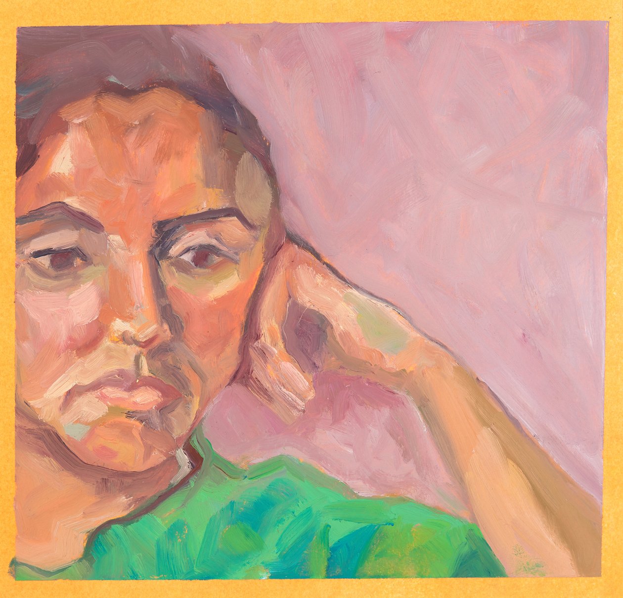 Flicka i ateljé (olja på papper) av Genevieve French