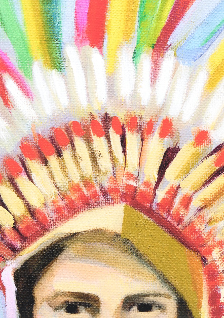 Headdress Boy, 2014 (olja på duk) av Genevieve French