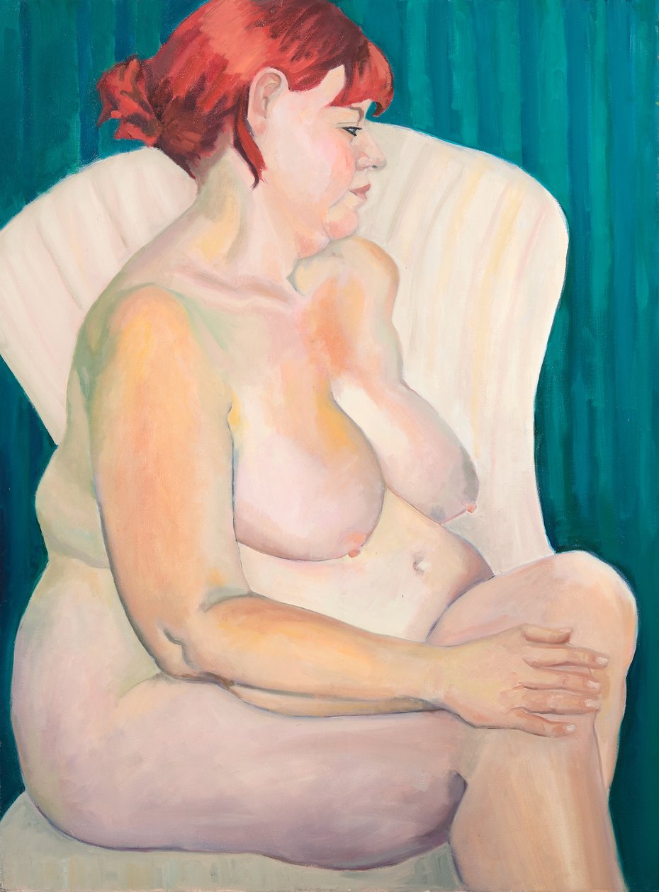 Red Haired Nude, 2015 (olja på duk) av Genevieve French