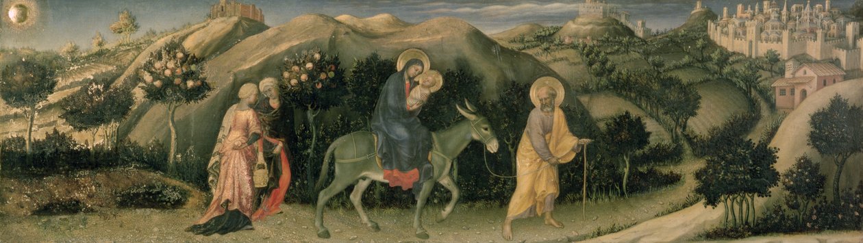 Adoration of the Magi Altarpiece, central predella Flight into Egypt, 1423 (tempera på panel) av Gentile da Fabriano