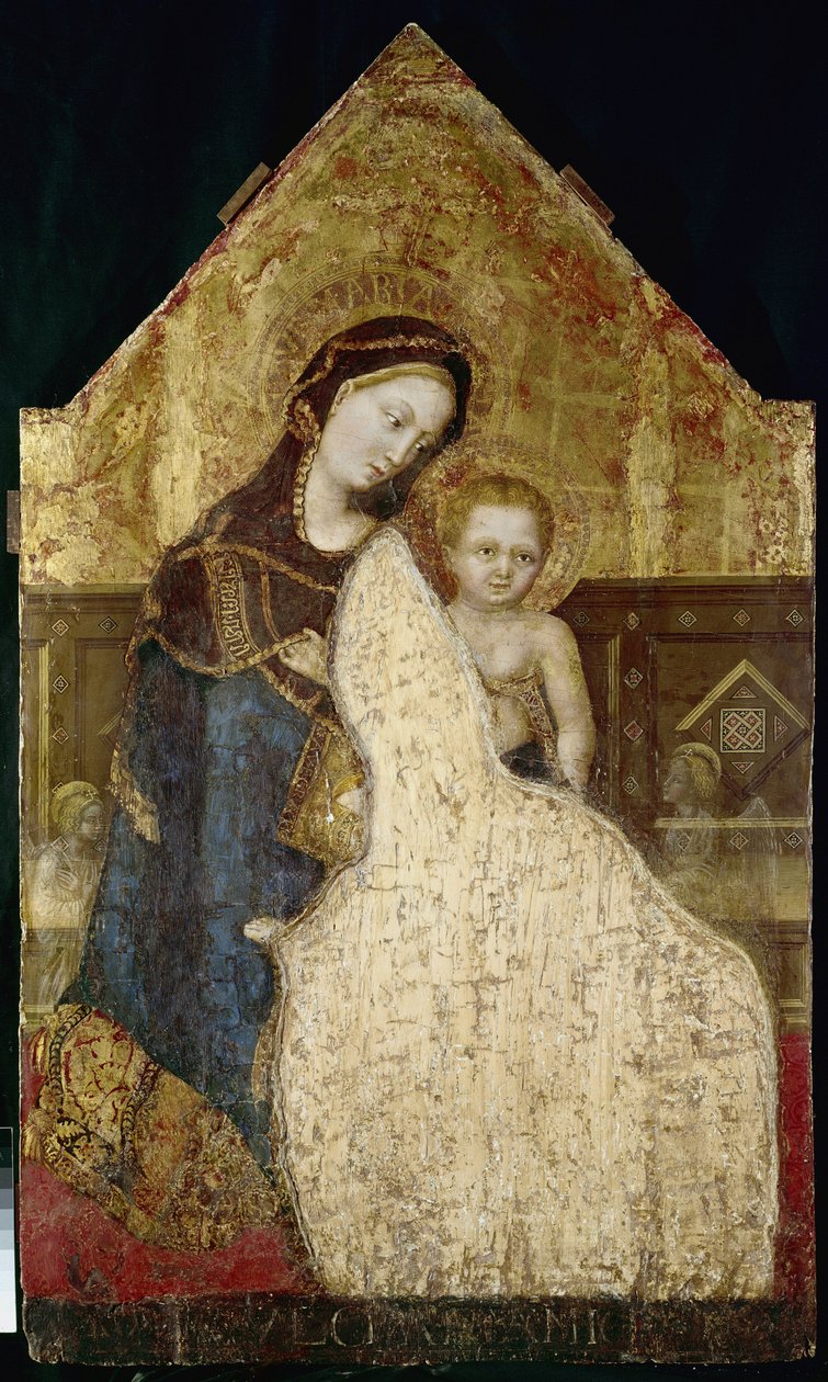Jungfru med barn (tempera på panel av Gentile da Fabriano