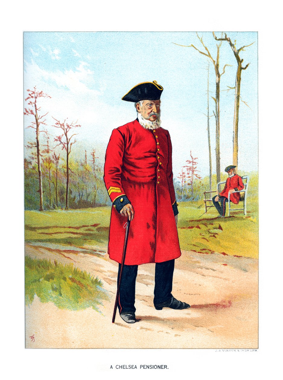 Chelsea pensionär, c1890. av Geoffrey Douglas Giles