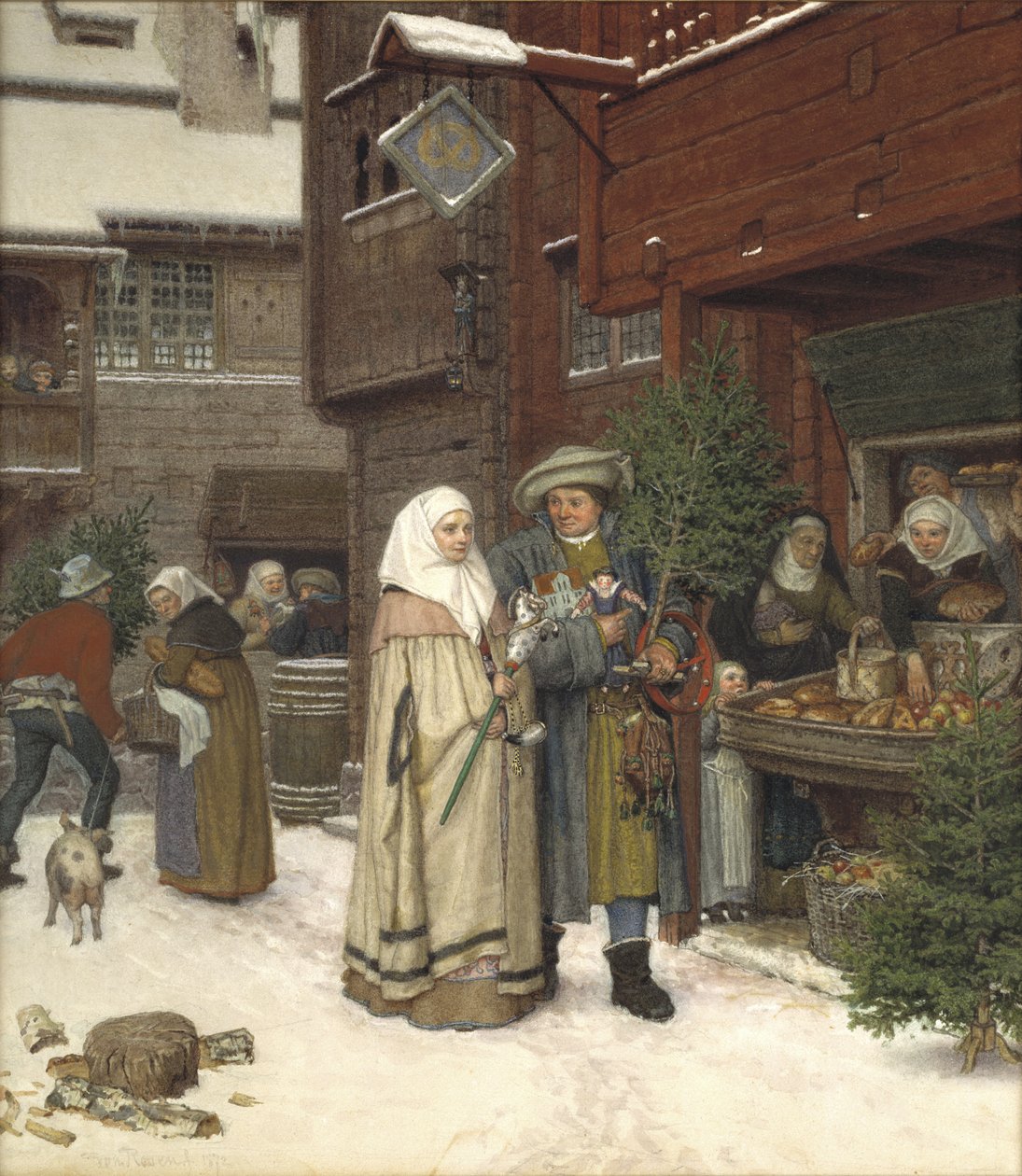 Julmässan, 1872 (wc) av Georg Rosen