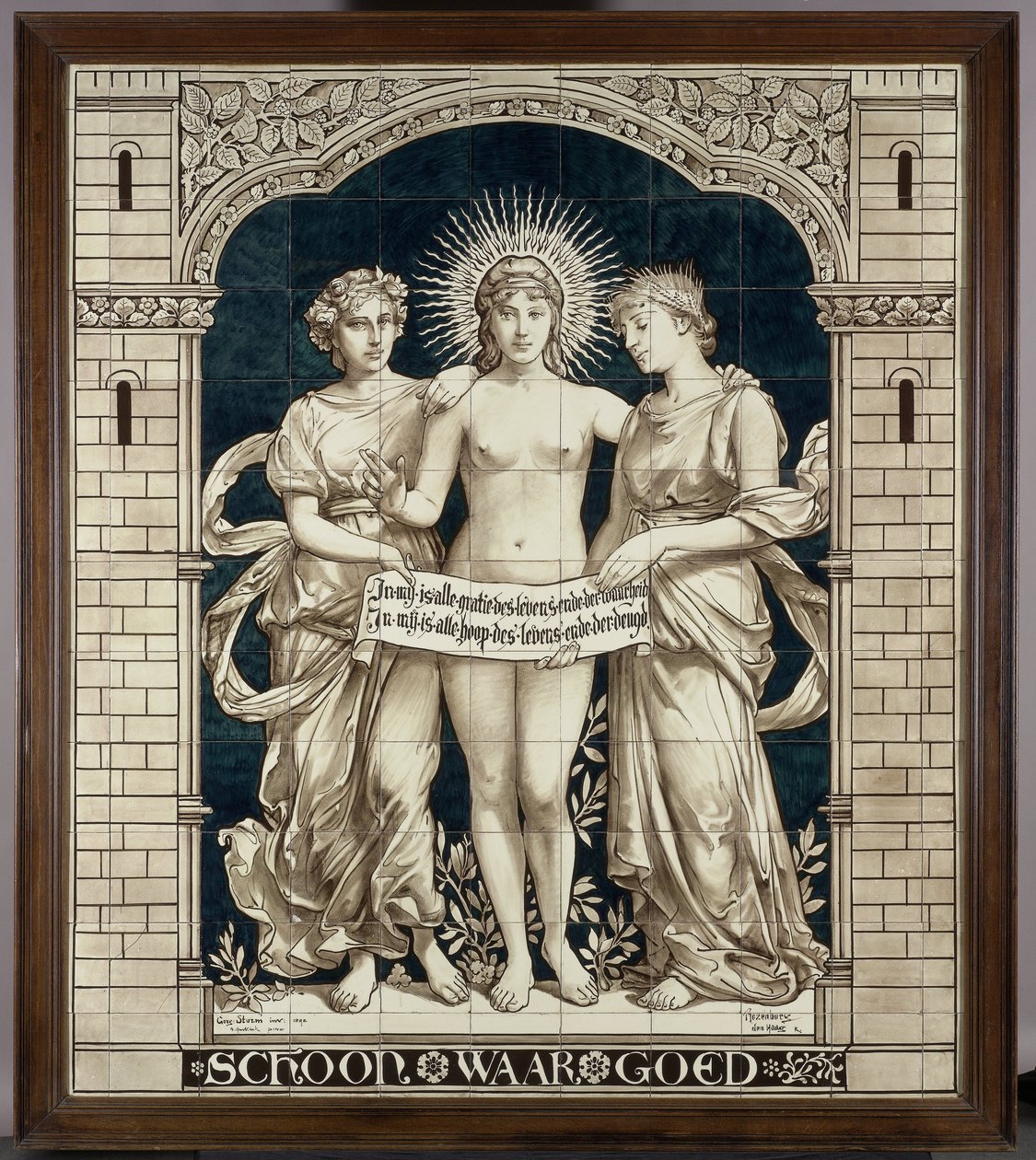 Tegeltableau met de drie gratiën av Georg Sturm