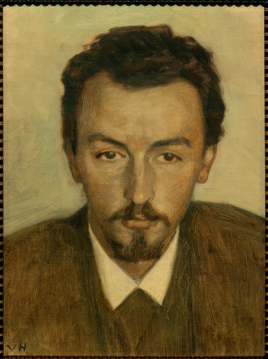 Porträtt av målaren Vilhelm Hammershoi av Georg Nicolai Achen